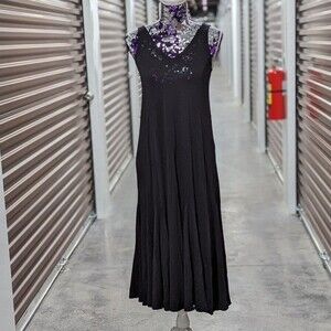 Loft Sheer Flowy Black Midi Dress Minimalist Normcore Capsule Women's Size XS